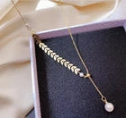 Charming White Pearl pendant necklace female clavicle chain 50cm