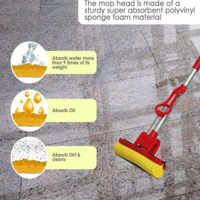 💧 Effortless Clean: Super Absorbent Sponge Mop with Adjustable Handle & 3 Refills 🏠