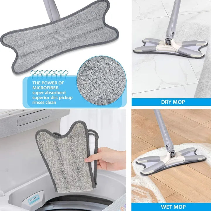 X-Type Microfiber Flat Mop with 360° Hands-Free Squeeze