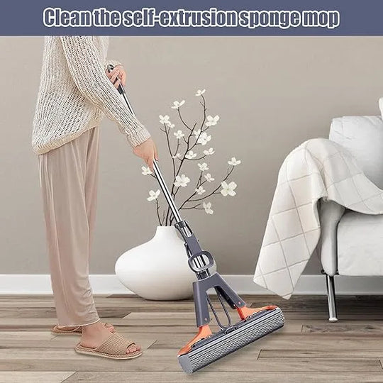 Double Roller Sponge Mop | Super Absorbent Floor Cleaner with Easy Wringing