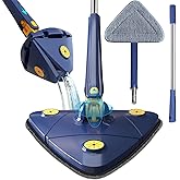 360° Twist & Squeeze Triangle Microfiber Mop | Extendable Floor Cleaning Mop