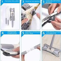 X-Type Microfiber Flat Mop with 360° Hands-Free Squeeze