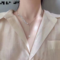 Charming White Pearl pendant necklace female clavicle chain 50cm