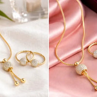 Adorable Ball Shaped Zircon Pendant & Earrings for Girls