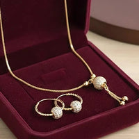 Adorable Ball Shaped Zircon Pendant & Earrings for Girls