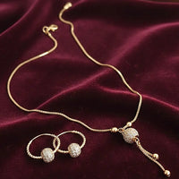 Adorable Ball Shaped Zircon Pendant & Earrings for Girls