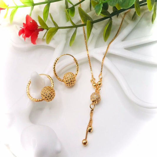 Adorable Ball Shaped Zircon Pendant & Earrings for Girls