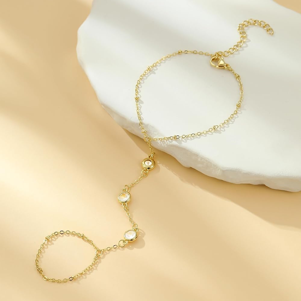 Hand Chain Bracelet – Delicate Layered Ring-to-Wrist Chain