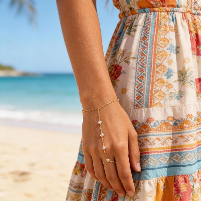 Hand Chain Bracelet – Delicate Layered Ring-to-Wrist Chain