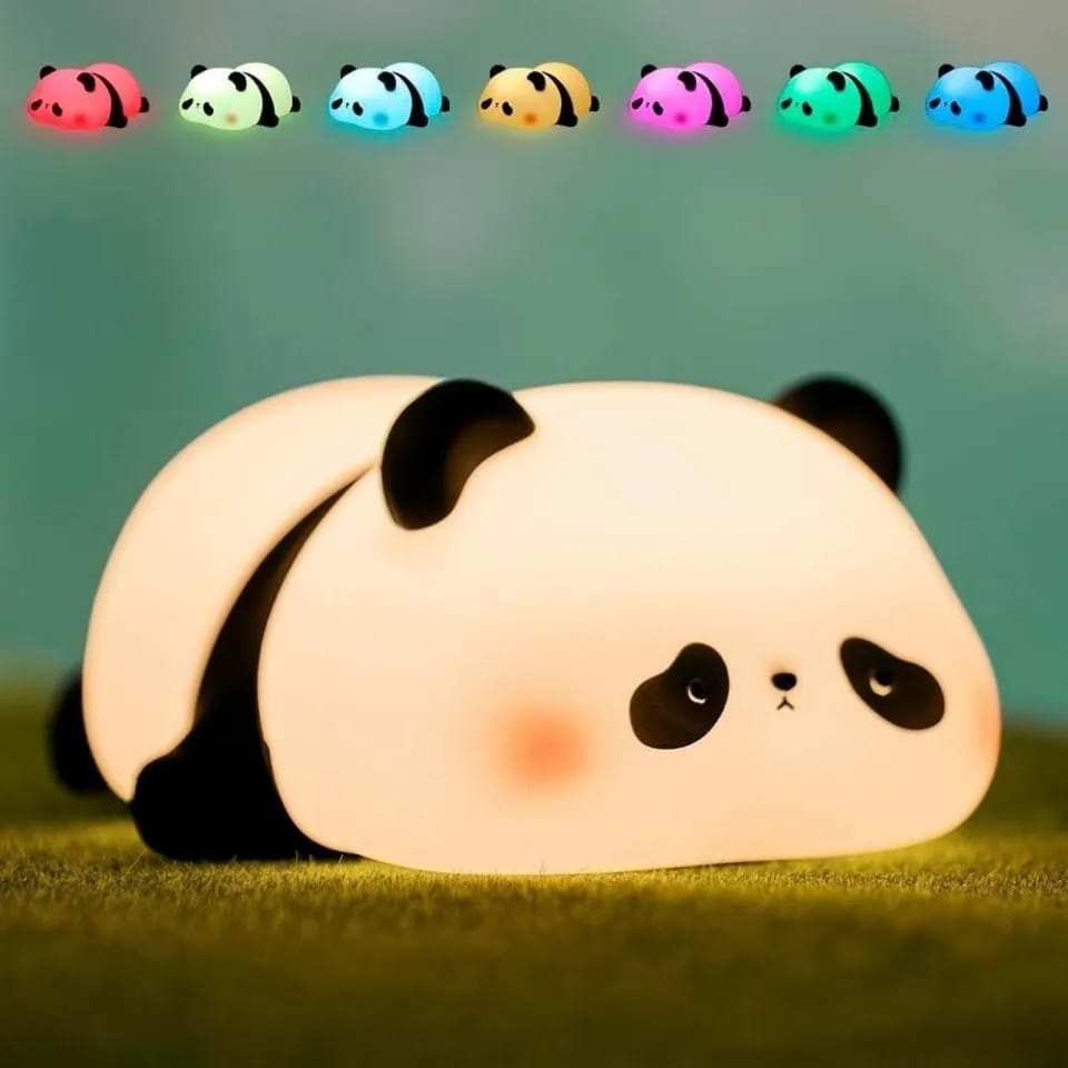 Cute Panda Silicone Lamp, RGB Color-Changing Touch Night Light, Kids' Bedroom Decor