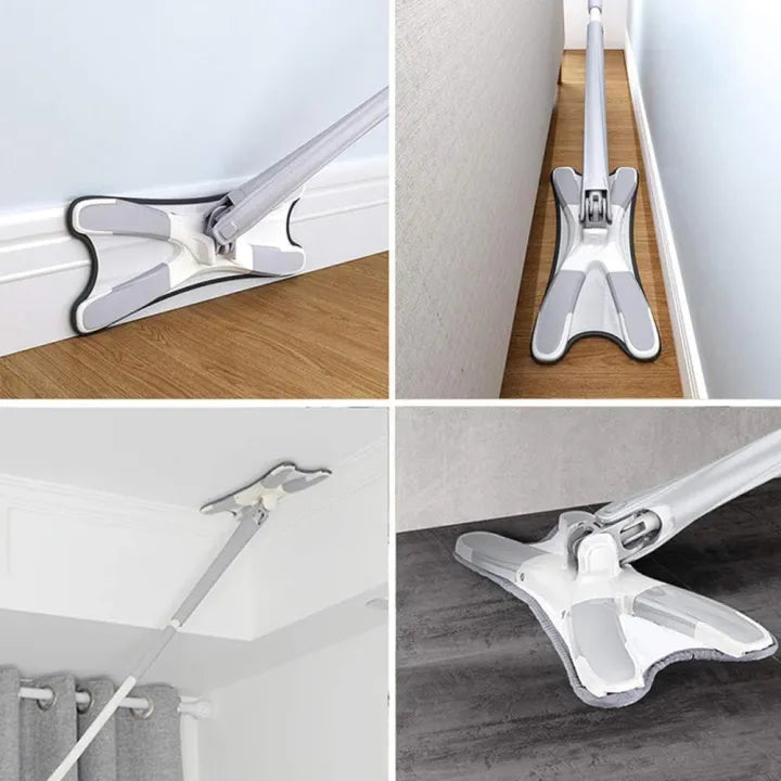 X-Type Microfiber Flat Mop with 360° Hands-Free Squeeze