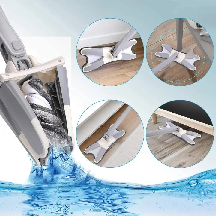 X-Type Microfiber Flat Mop with 360° Hands-Free Squeeze