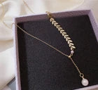 Charming White Pearl pendant necklace female clavicle chain 50cm