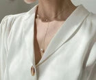 Charming White Pearl pendant necklace female clavicle chain 50cm